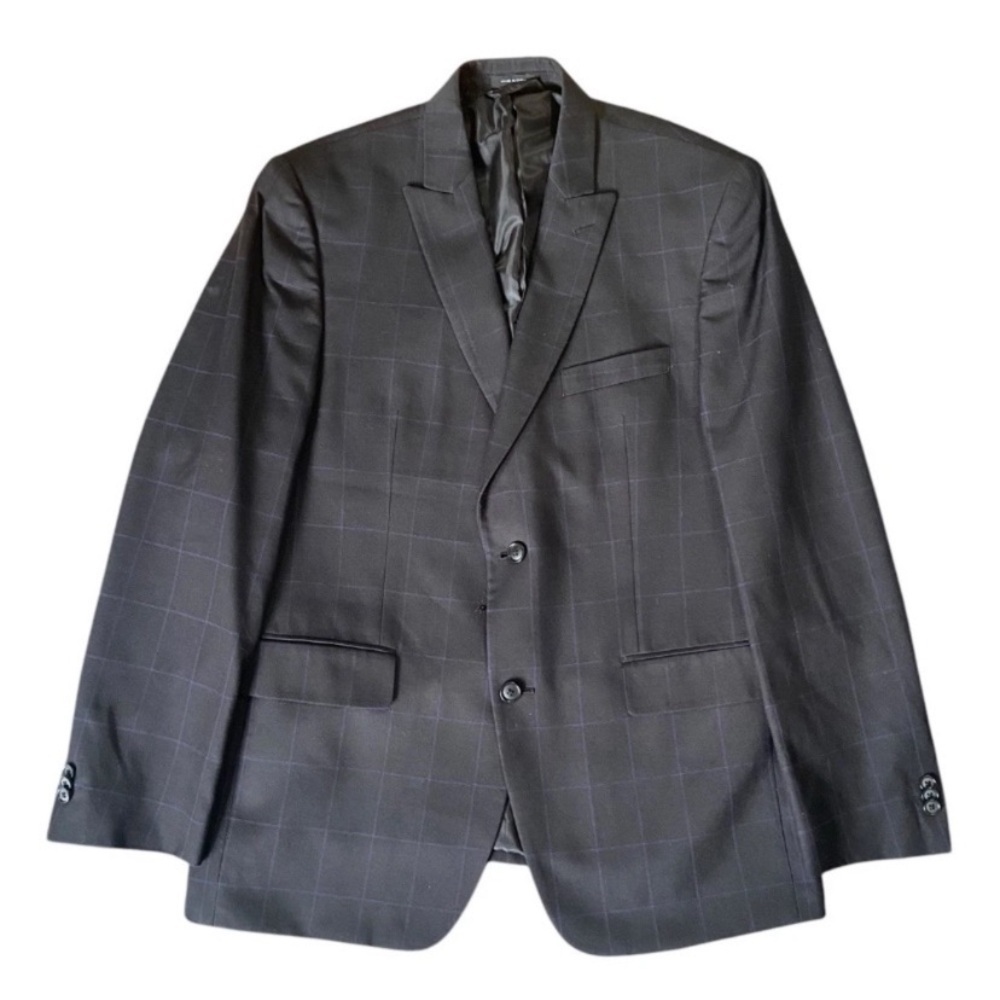 Mens Windowpane Blazer Blue Sean John Sport Coat Wool Size 42R